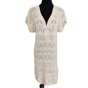 Gina Benotti Crochet Knit Kaftan Sweater Dress Swim Cover Up Bohemian Resort